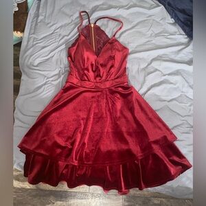 Red flowy dress